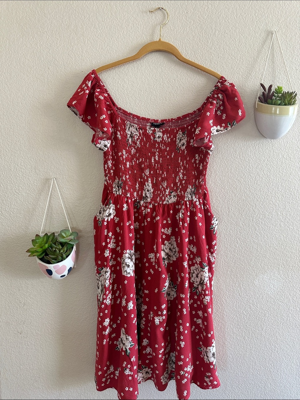 Torrid Floral Smocked Flutter Sleeve Mini Dress 0 XL